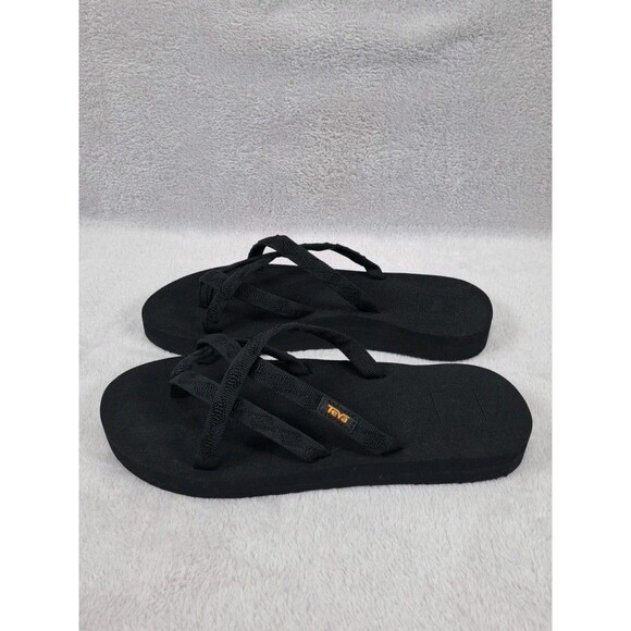 Teva Olowahu Slides Black Slip On Sandals Flip Flops 6840 Size 8 Womens Comfy - Picture 1 of 10